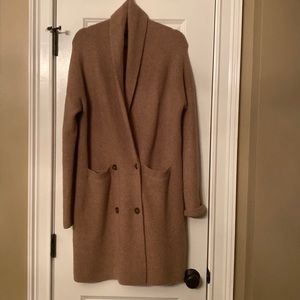 J.Crew size medium wool blend coatigan.   Very warm.  Mid calf length.